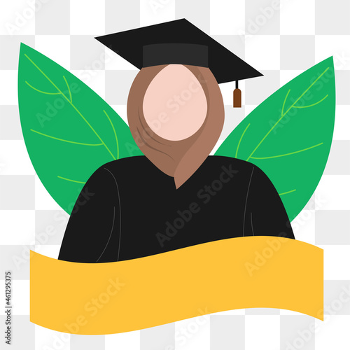 Hijab graduation vector illustration. a female  wearing Islamic graduation ceremony
