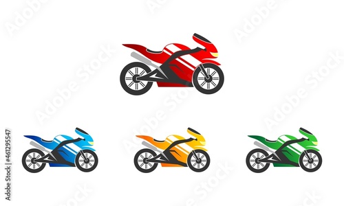Sport motorcycle set illustration vector logo