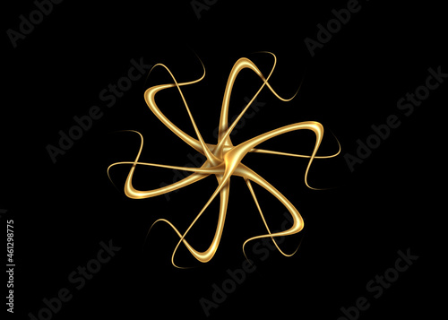 Fotografie, Obraz 3D golden stylized tentacles shape logo template