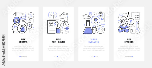 Vaccination - modern line design style banners set