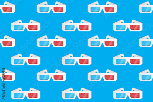 3d glasses vector pattern on blue background