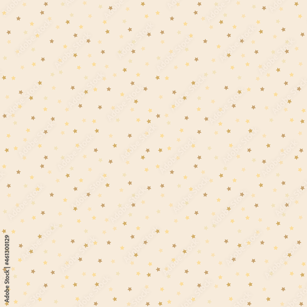 Cute festive background with gold stars. Holiday seamless pattern. Decoration for gift wrapping paper, fabric, clothing Cute festive background with gold stars. Holiday seamless pattern. Decoration for gift wrapping paper, fabric, clothing