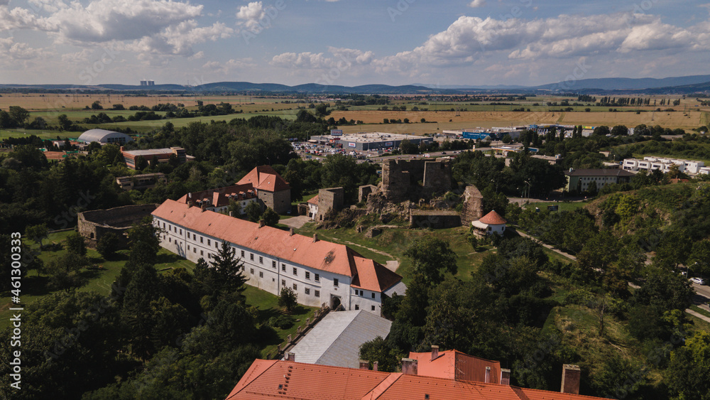 Aerial view of the castle in Levice, Slovakia