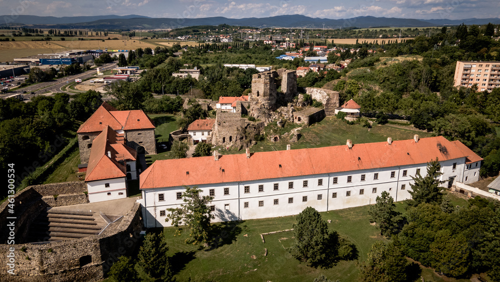 Aerial view of the castle in Levice, Slovakia
