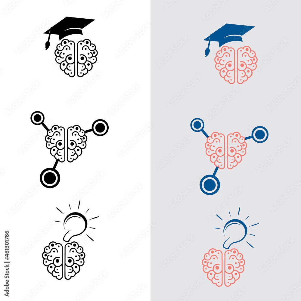 Vecteur Stock Brain Logo silhouette design vector template. Think idea ...