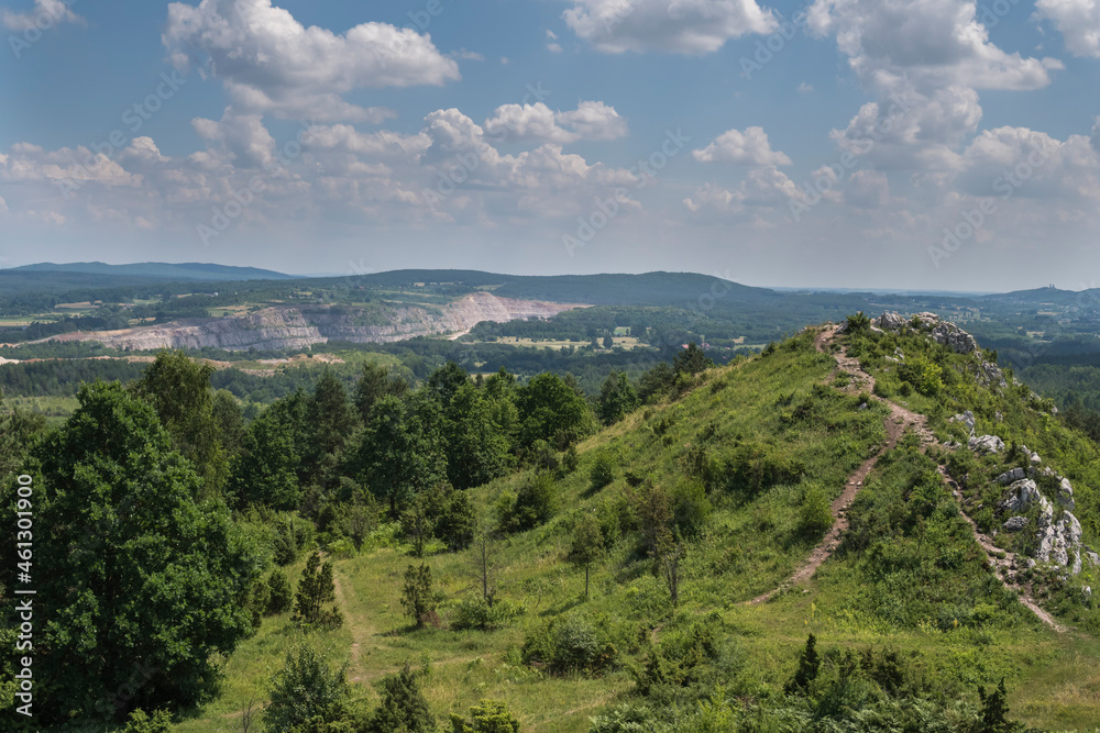 Naklejka premium hilly landscape with view from Miedzianka