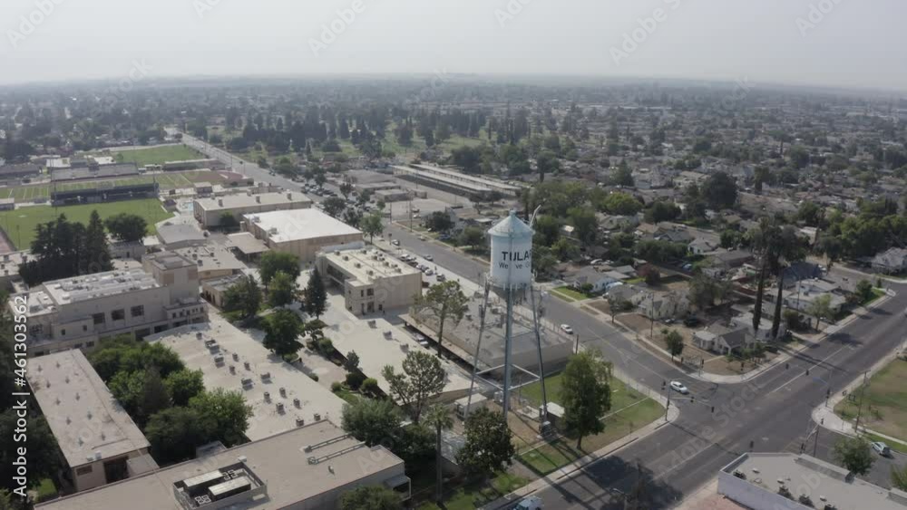 Morning aerial view of the downtown area of Tulare, California, USA. Morning aerial view of the downtown area of Tulare, California, USA.