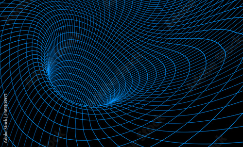 Black hole background with distorted gravity grid for scientific presentation or abstract background. photo