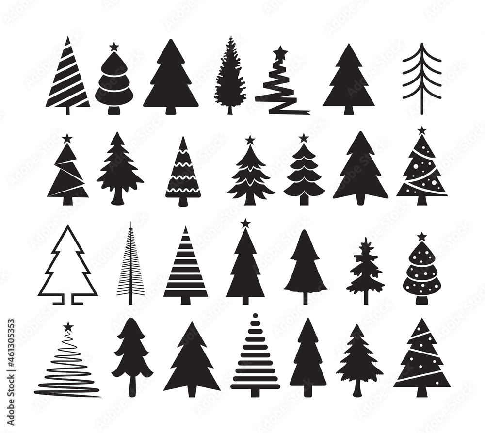 Obraz premium vector set of christmas tree icons