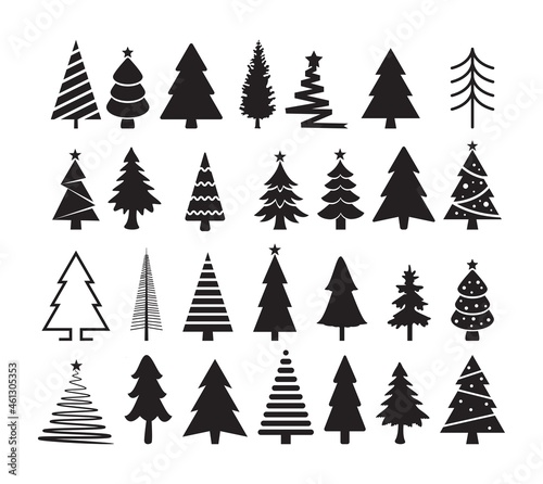 vector set of christmas tree icons