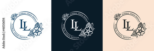 Botanical Hand Drawn collection Logo with Wild Flower and Leaves. Logo for spa and beauty salon, boutique, organic shop, wedding, floral designer, interior, photography, cosmetic. vector illustration