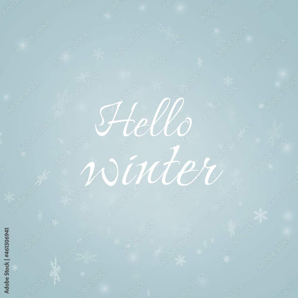 Hello Winter Template Vector Illustration Snowflakes Beautiful Lettering