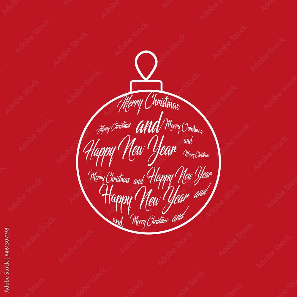 Typographic Christmas balls on red background