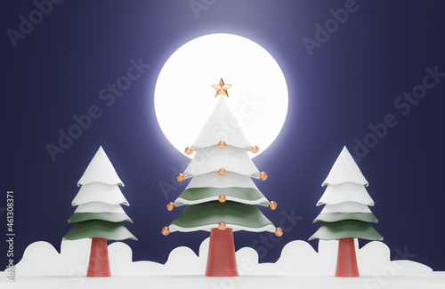 3D Rendering.Christmas and New Year concept