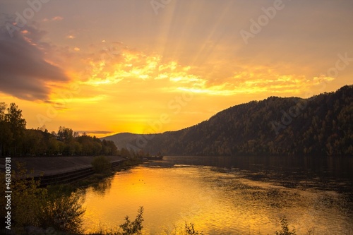 Mountain view in sunset