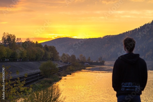 Mountain view in sunset