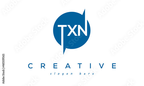Creative Initial TXN Circle Letter Logo Design Vector	