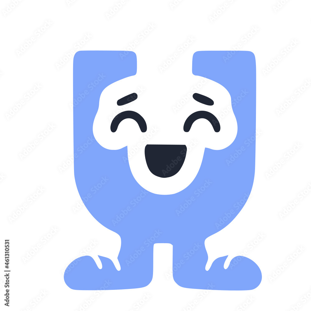 Letter u funny character in sneakers Letter u funny character in sneakers