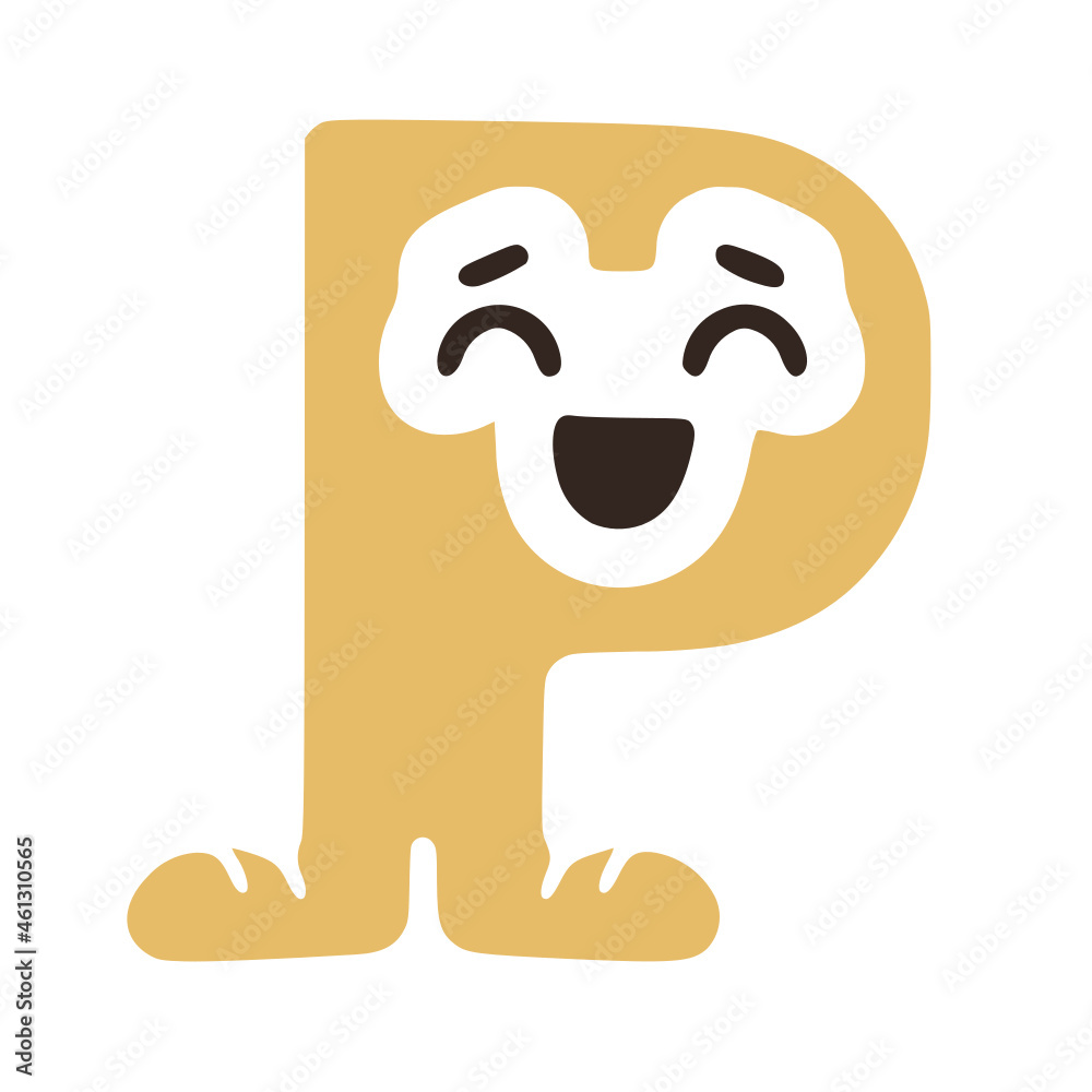 Naklejka premium Letter p funny character in sneakers