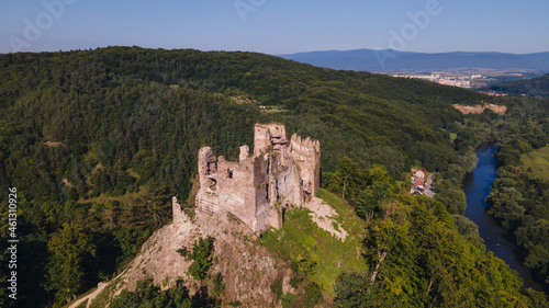 View of Sasovsky castle in Sasovske podhradie village in Slovakia