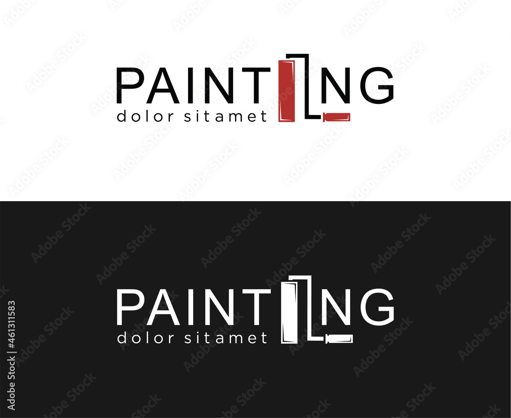 letter i shape paint roll logo Design Vector. Paint roller logo icon