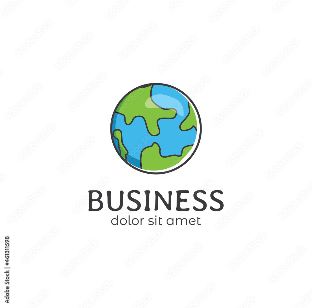 Earth World Globe logo Floating Cartoon design Stock Illustration. ecology environment