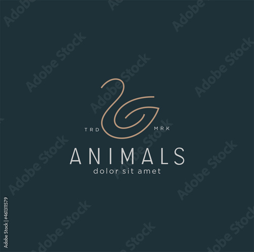 Simple elegant monoline swan logo design Line art style luxury design inspiration