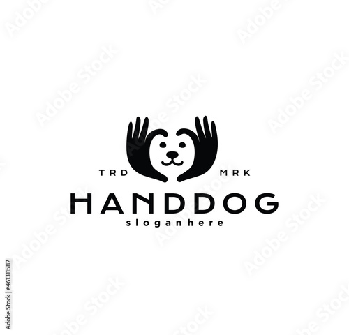 Dog Hand Care Pet Logo health design Vector template. Animal care logo icon silhouette. Veterinary Clinic Vector Logo Stock Illustration