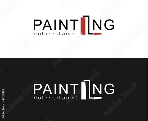 letter i shape paint roll logo Design Vector. Paint roller logo icon design template. Repair of apartments and houses 