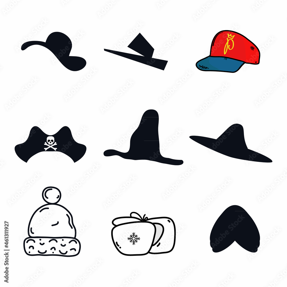 Halloween hat cap beanie doodle logo icon sign Pirate skull symbol Turban emblem Hand drawn game design Cartoon children's style Fashion print clothes apparel greeting invitation card cover flyer  ad
