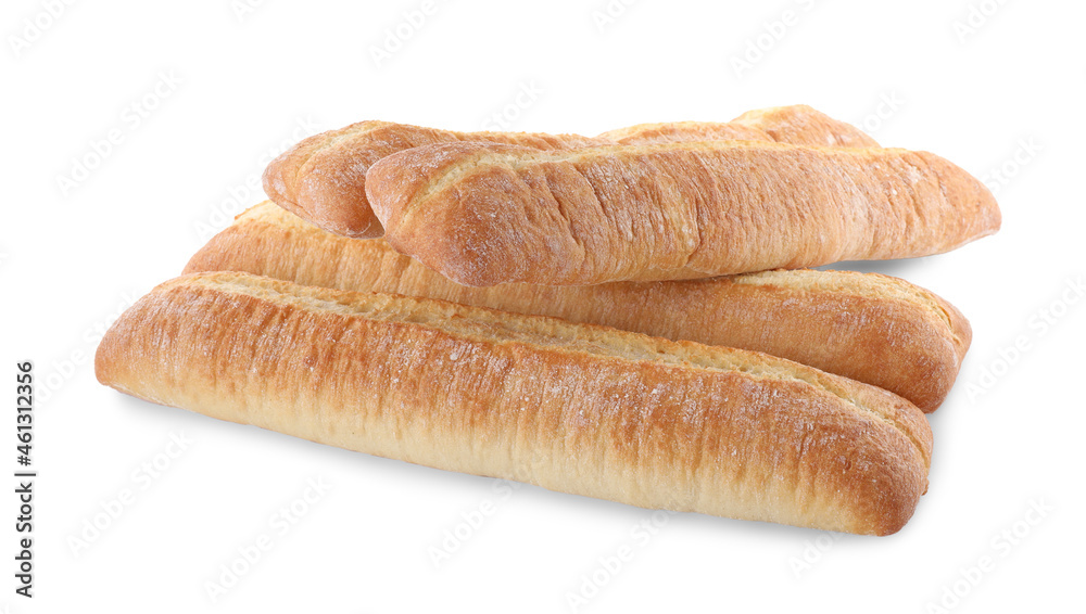 Tasty baguettes on white background. Fresh bread Tasty baguettes on white background. Fresh bread