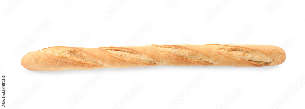Tasty baguette isolated on white, top view. Fresh bread Tasty baguette isolated on white, top view. Fresh bread