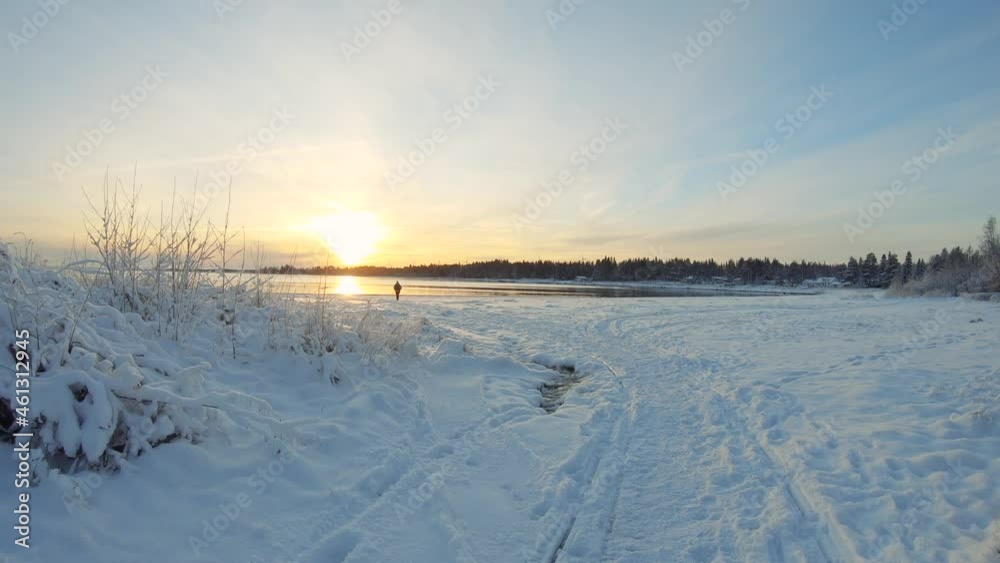 A woman enjoying the snow landscape sunset. Cheerful girl enjoying beautiful winter day. Carefree lady having joyful emotions outdoor. Winter concept. 4K Slow motion. A woman enjoying the snow landscape sunset. Cheerful girl enjoying beautiful winter day. Carefree lady having joyful emotions outdoor. Winter concept. 4K Slow motion.
