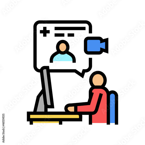 video consultation color icon vector. video consultation sign. isolated symbol illustration