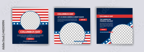 Happy Columbus Day. Social media post template for Columbus Day.