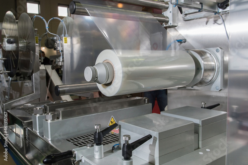 wrapping film in a roll on a wrapping machine
