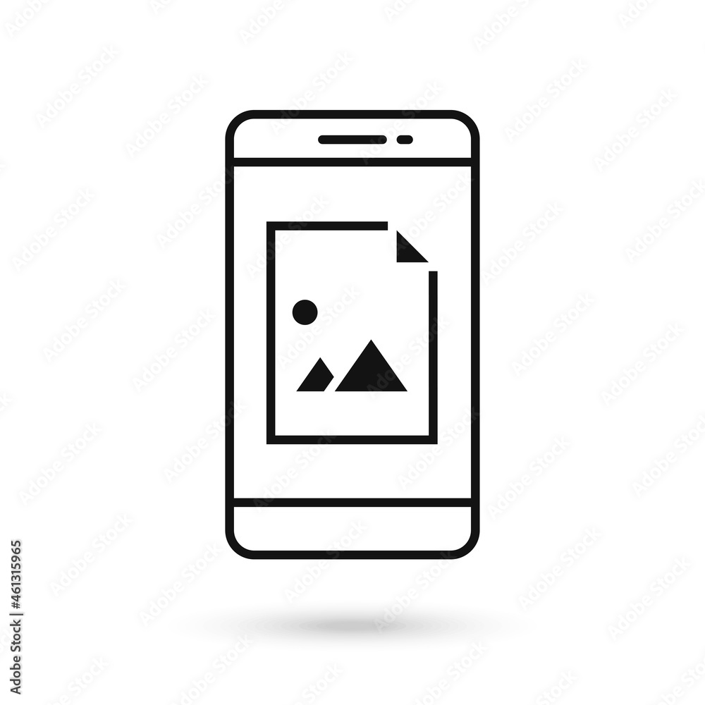 Mobile phone flat design with photo file sign. Mobile phone flat design with photo file sign.