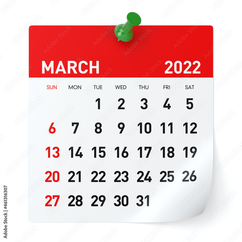 march-2022-calendar-isolated-on-white-background-3d-illustration