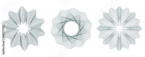 Future morphing lines set. Abstract vector backgrounds set with guilloche. Vector illustration