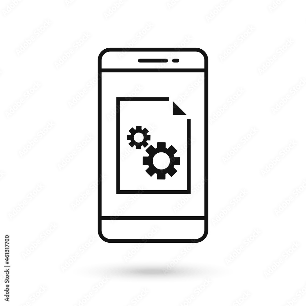 Mobile phone flat design with system file sign.