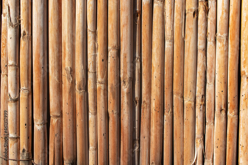 Brown cane fence. Natural background.