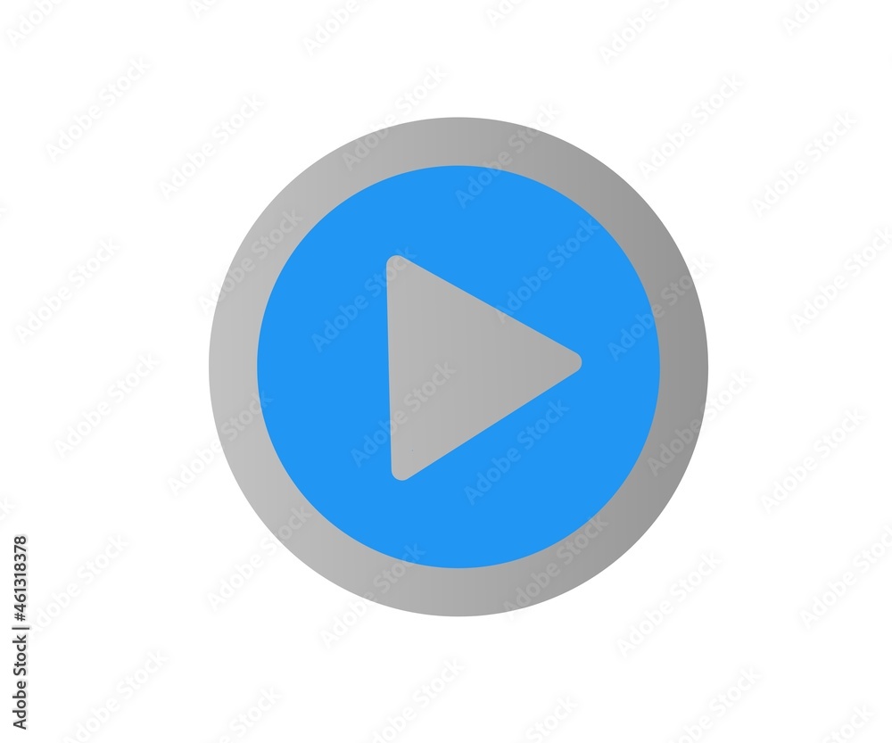 Blue modern button icon on the white background.