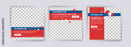 Happy Columbus Day. Social media post template for Columbus Day.