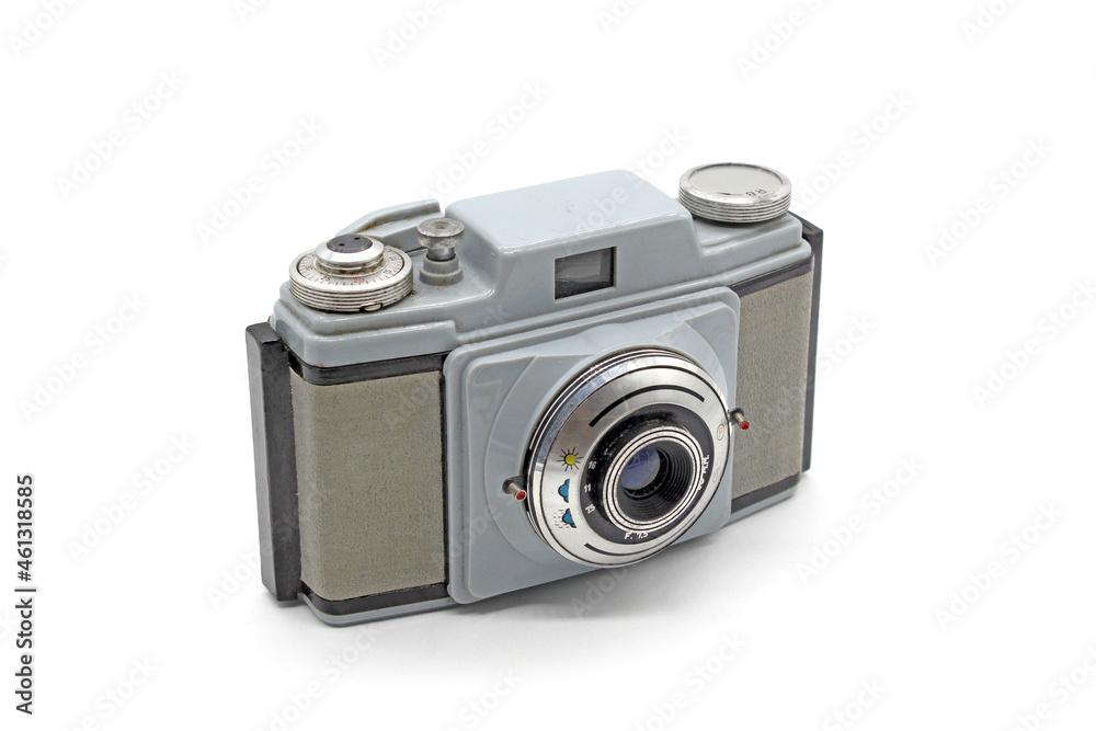 Old photo camera, isolated on a white background