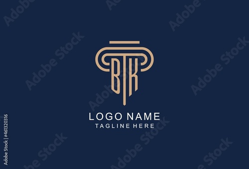 BK initial pillar logo, elegant and luxury law firm logo