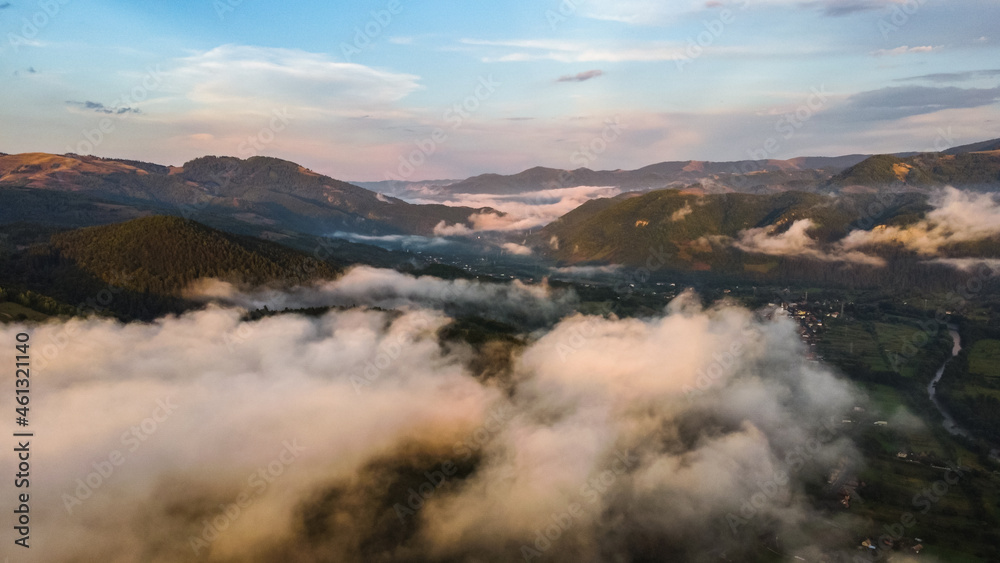 Clouds Over Apuseni Mountains Aerial View