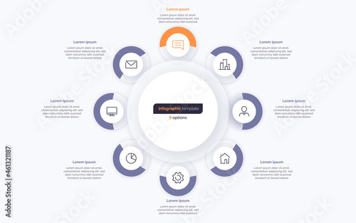 Eight option circle infographic design template. Vector illustration