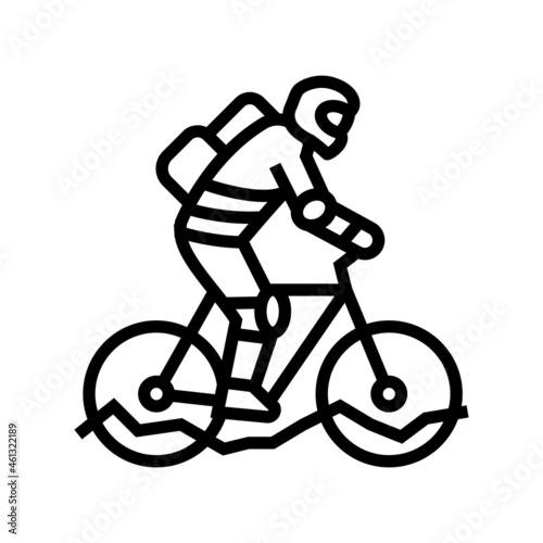 mountain riding bike line icon vector. mountain riding bike sign. isolated contour symbol black illustration