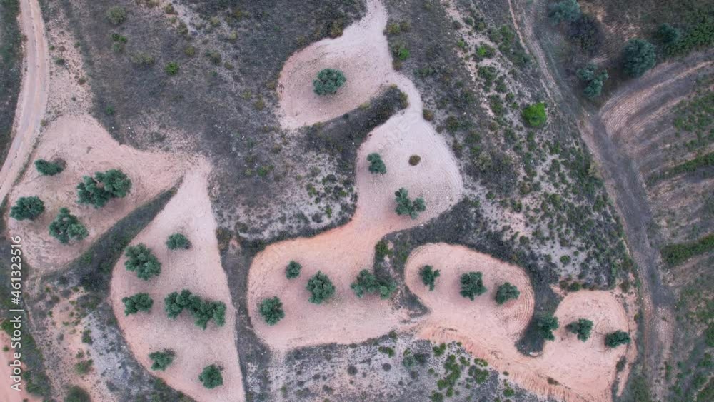Landscape of crops and olive groves near the Barranco de Valdoria in Albalate del Arzobispo. Lower Martin region. Teruel. Aragon. Spain. Europe Landscape of crops and olive groves near the Barranco de Valdoria in Albalate del Arzobispo. Lower Martin region. Teruel. Aragon. Spain. Europe
