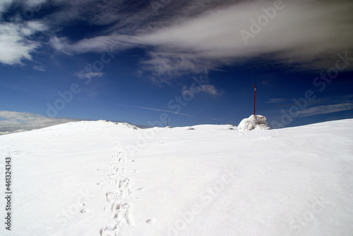 Mountain peak on a winter day, Beskids, Poland